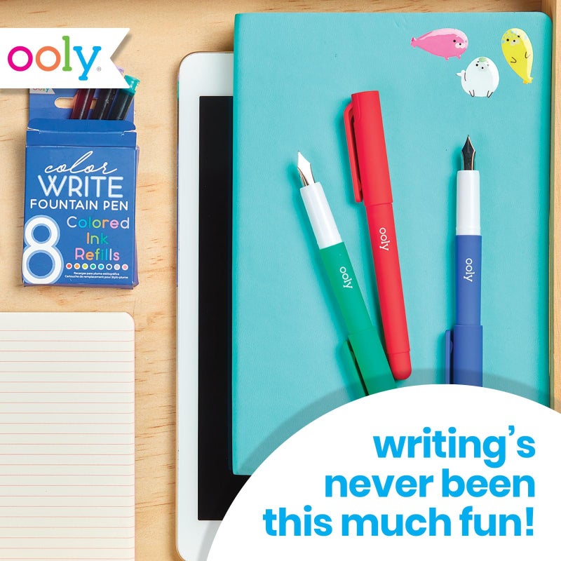 Ooly Color Write Colorful Fountain Pens, Pack of 8 Colored Ink Fountain Pens, Use Refillable Ink Cartridges, Fine Tip for Calligraphy Drawing, Handlettering, School Supplies - Image 4